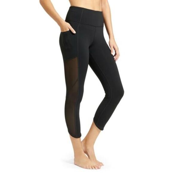Athleta Small S Black High Rise Mesh Chaturanga to Town 7/8 Leggings Workout - Picture 12 of 12